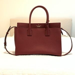 Kate Spade Candice Satchel Bag in burgundy.